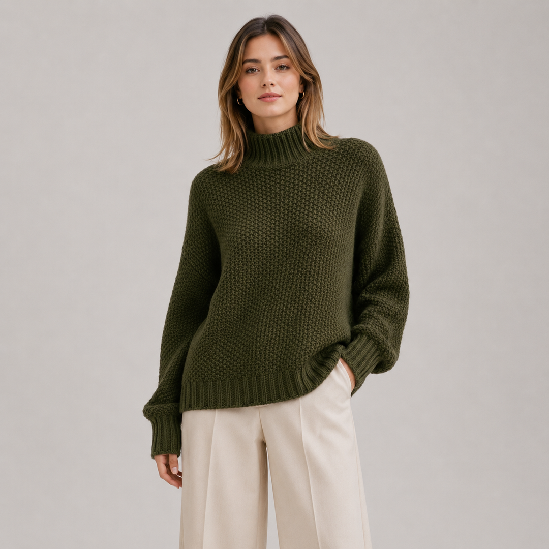 Pullover Damen Locker Bequem Langarm Strick