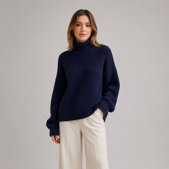 Pullover Damen Locker Bequem Langarm Strick