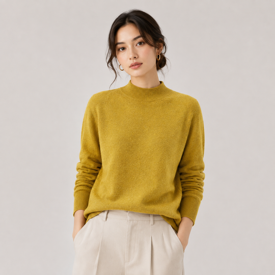 Pullover Damen Kaschmir Optik Leicht Klassischer Schnitt