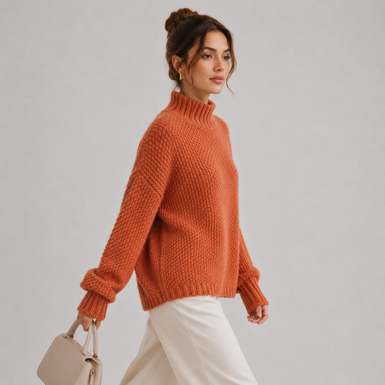 Pullover Damen Locker Bequem Langarm Strick