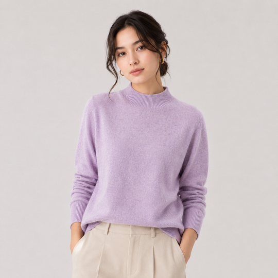 Pullover Damen Kaschmir Optik Leicht Klassischer Schnitt