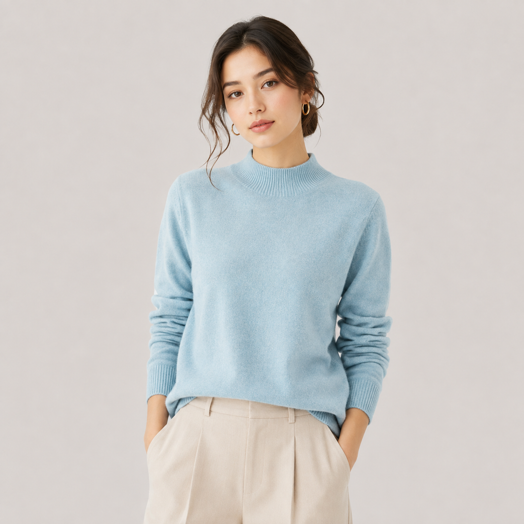 Pullover Damen Kaschmir Optik Leicht Klassischer Schnitt