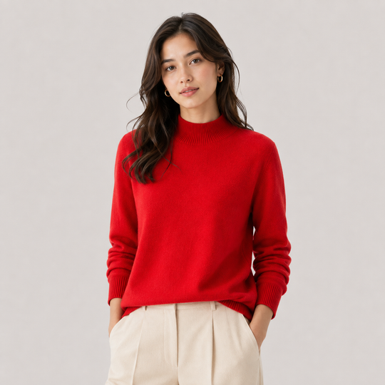 Pullover Damen Kaschmir Optik Leicht Klassischer Schnitt