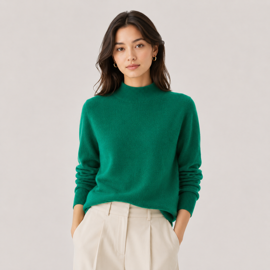 Pullover Damen Kaschmir Optik Leicht Klassischer Schnitt