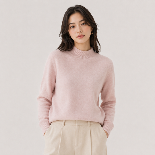 Pullover Damen Kaschmir Optik Leicht Klassischer Schnitt