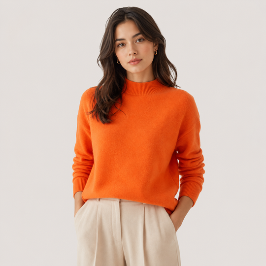 Pullover Damen Kaschmir Optik Leicht Klassischer Schnitt