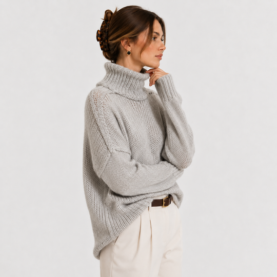Pullover Damen Oversized Bequem Langarm Strick