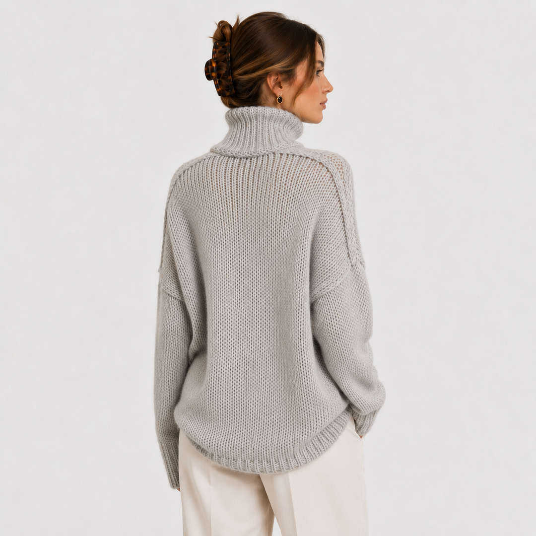Pullover Damen Oversized Bequem Langarm Strick