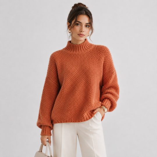 Pullover Damen Locker Bequem Langarm Strick