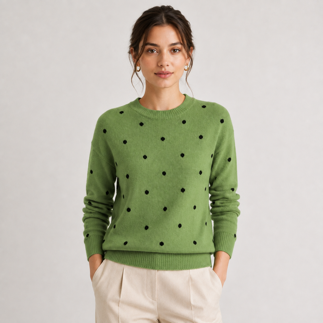 Pullover Damen Gepunktet Leicht Rundhals Strick