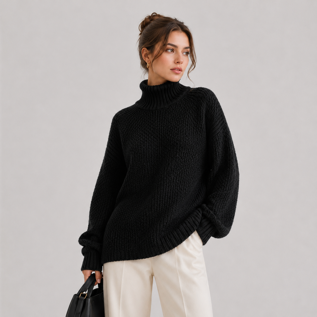 Pullover Damen Locker Bequem Langarm Strick