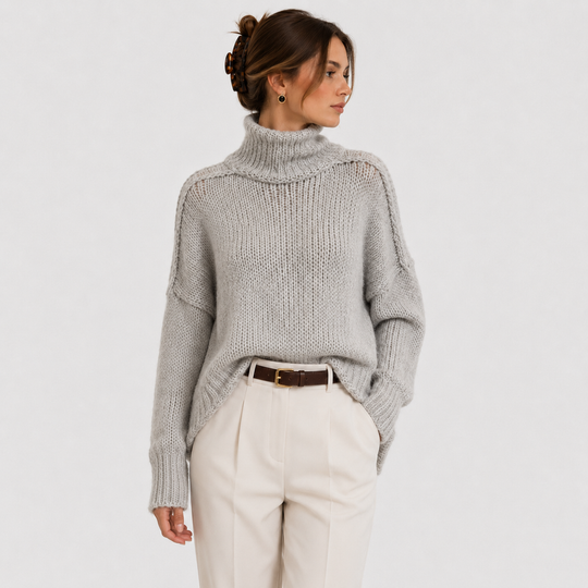 Pullover Damen Oversized Bequem Langarm Strick