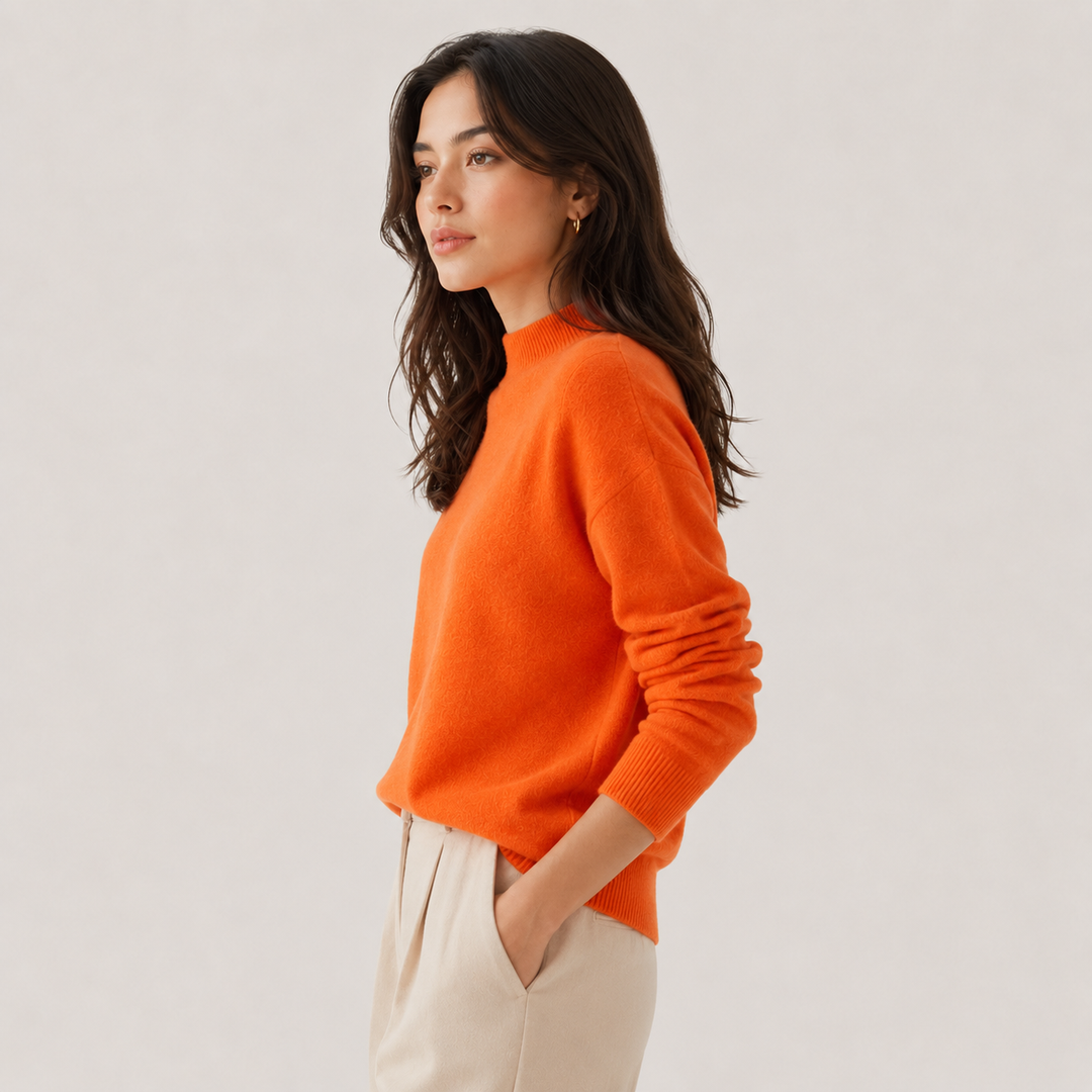Pullover Damen Kaschmir Optik Leicht Klassischer Schnitt