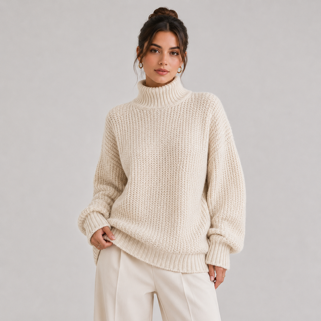 Pullover Damen Locker Bequem Langarm Strick