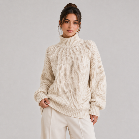 Pullover Damen Locker Bequem Langarm Strick