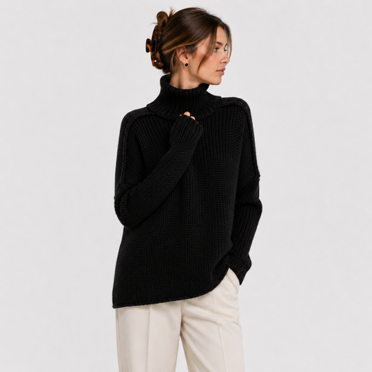 Pullover Damen Oversized Bequem Langarm Strick