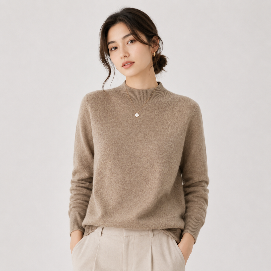 Pullover Damen Kaschmir Optik Leicht Klassischer Schnitt
