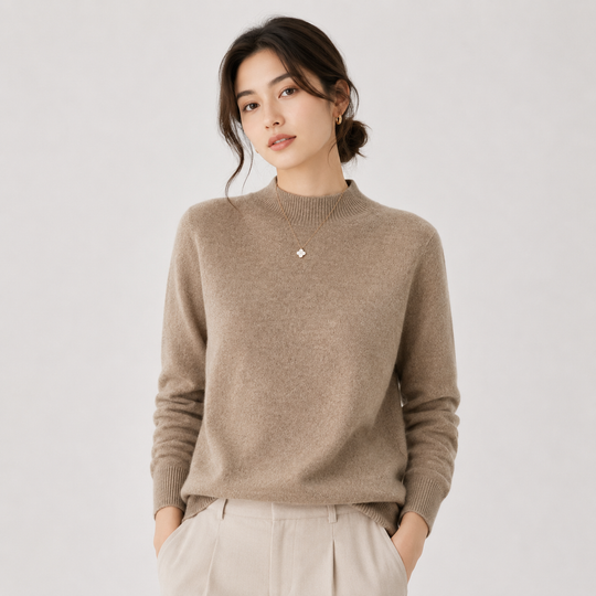 Pullover Damen Kaschmir Optik Leicht Klassischer Schnitt