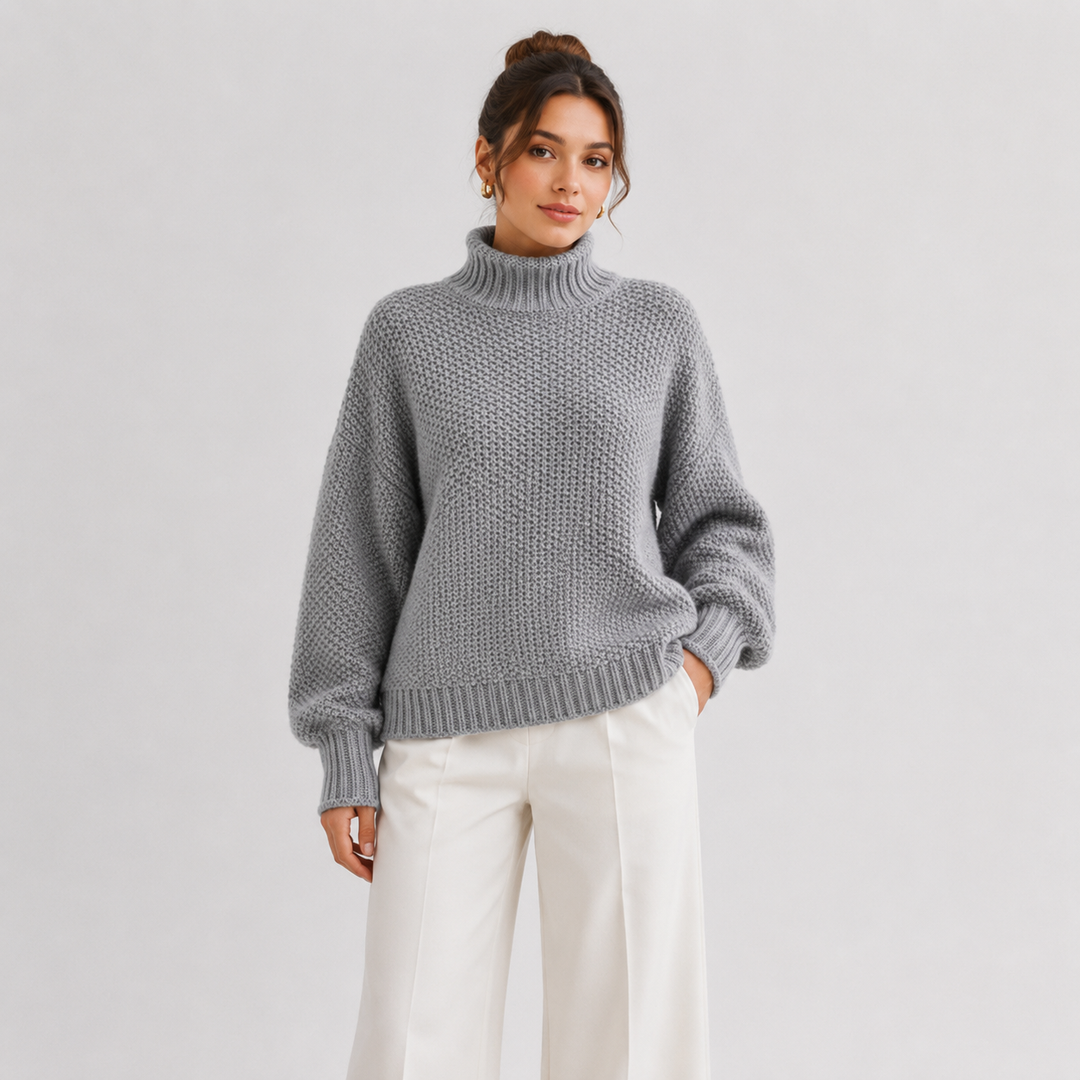 Pullover Damen Locker Bequem Langarm Strick