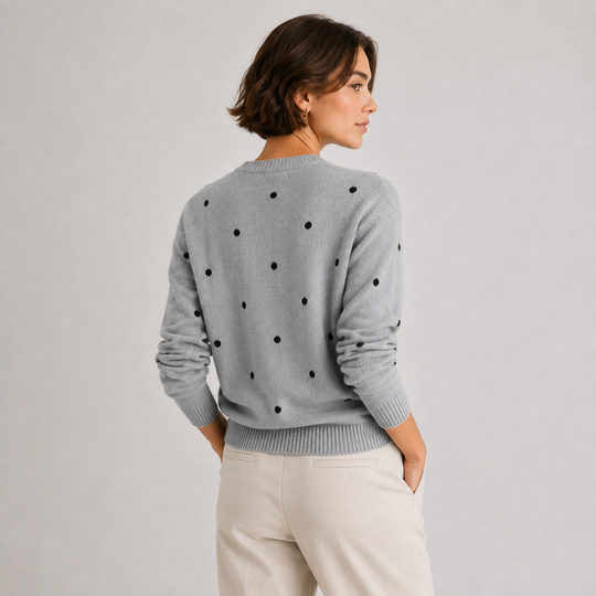 Pullover Damen Gepunktet Leicht Rundhals Strick