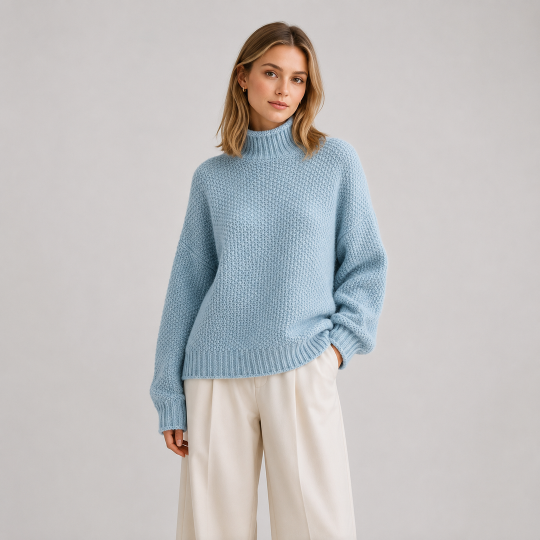 Pullover Damen Locker Bequem Langarm Strick