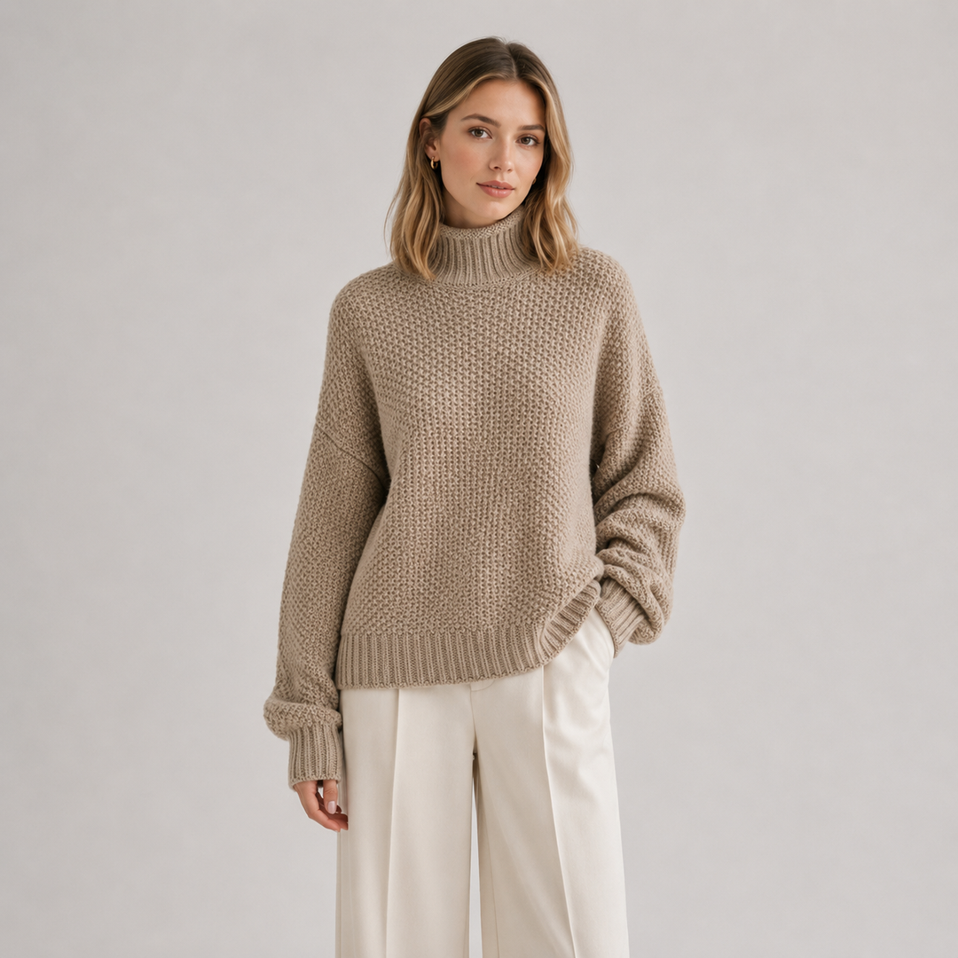 Pullover Damen Locker Bequem Langarm Strick