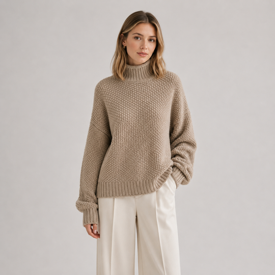 Pullover Damen Locker Bequem Langarm Strick