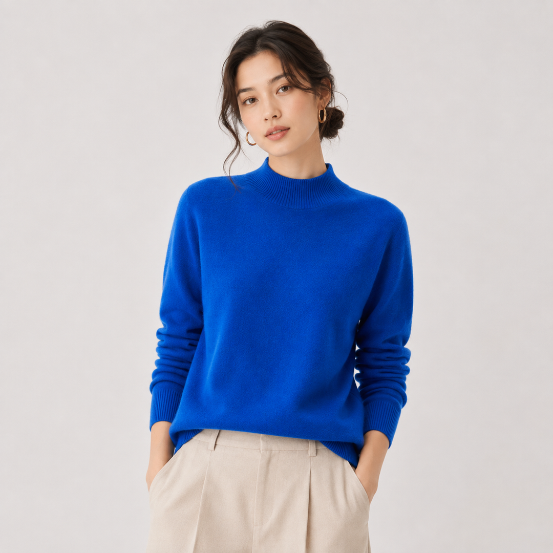 Pullover Damen Kaschmir Optik Leicht Klassischer Schnitt