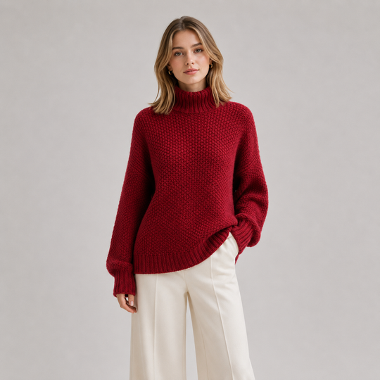 Pullover Damen Locker Bequem Langarm Strick