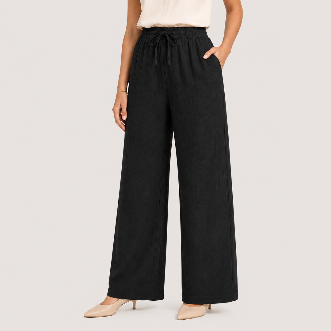 Leinenhose Damen Weites Bein Gummizug Bequem Sommer