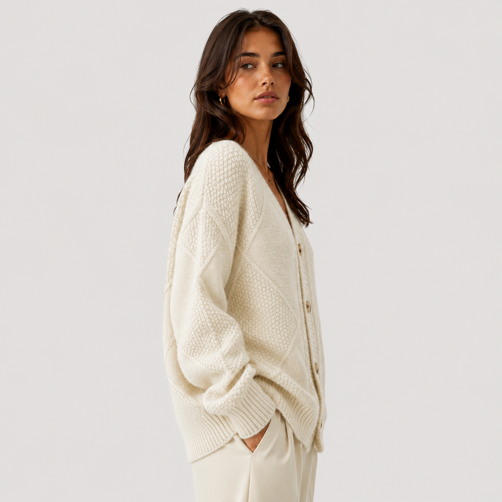 Strickjacke Damen Kuschelig Langarm Knopfleiste Premium