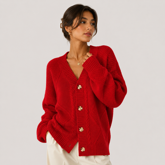Strickjacke Damen Kuschelig Langarm Knopfleiste Premium