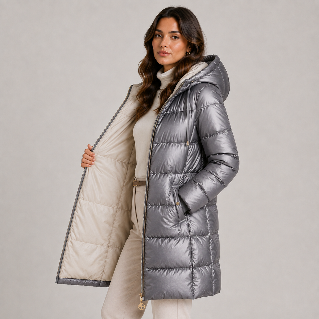 Steppmantel Damen Kapuze Warm Gefüttert Winter