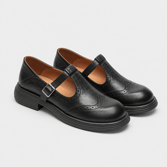 Mary Jane Schuhe Damen Kunstleder Vintage Riemchen