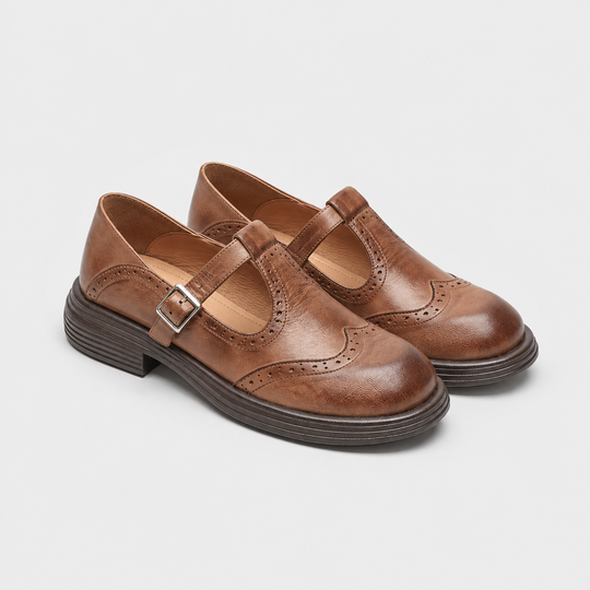 Mary Jane Schuhe Damen Kunstleder Vintage Riemchen