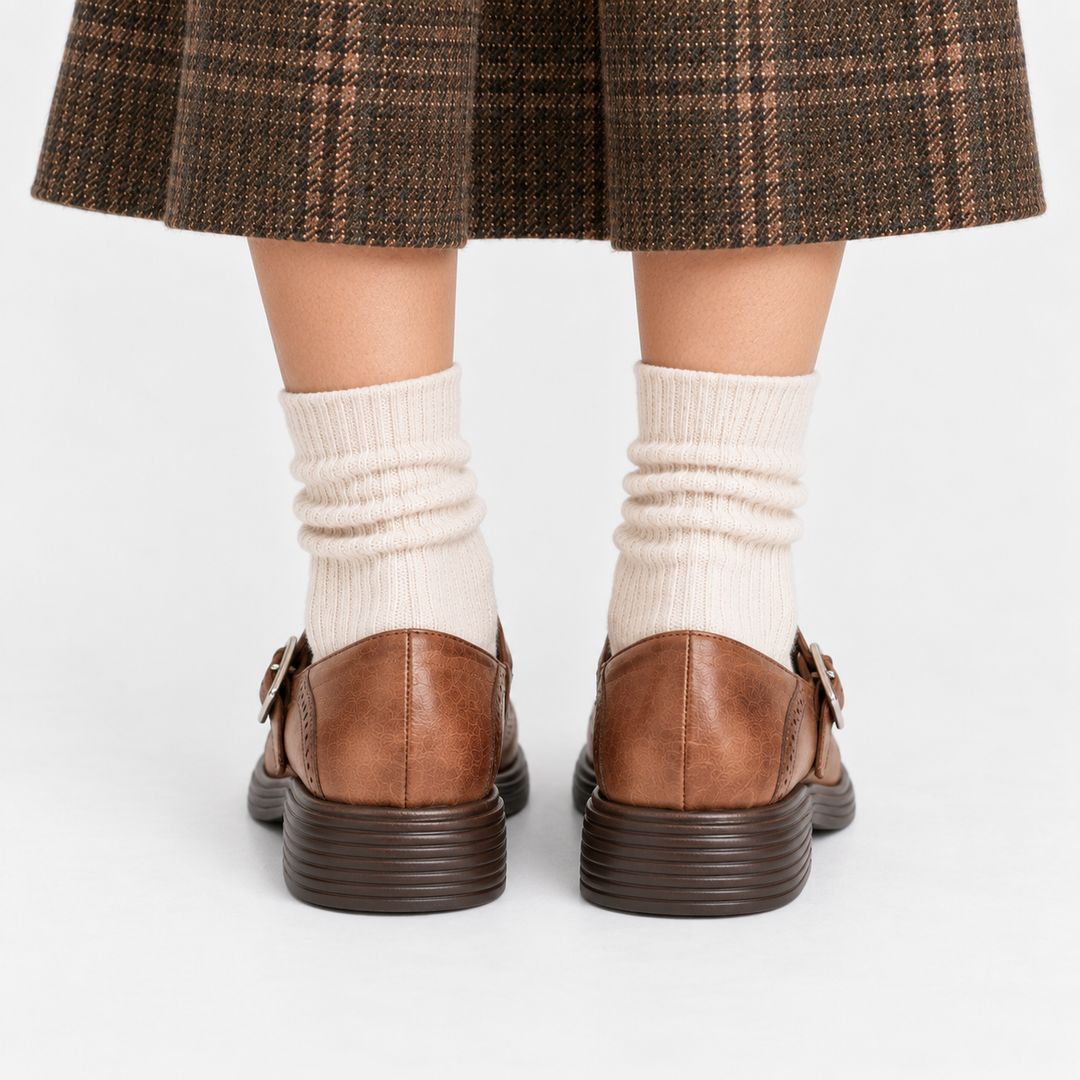 Mary Jane Schuhe Damen Kunstleder Vintage Riemchen
