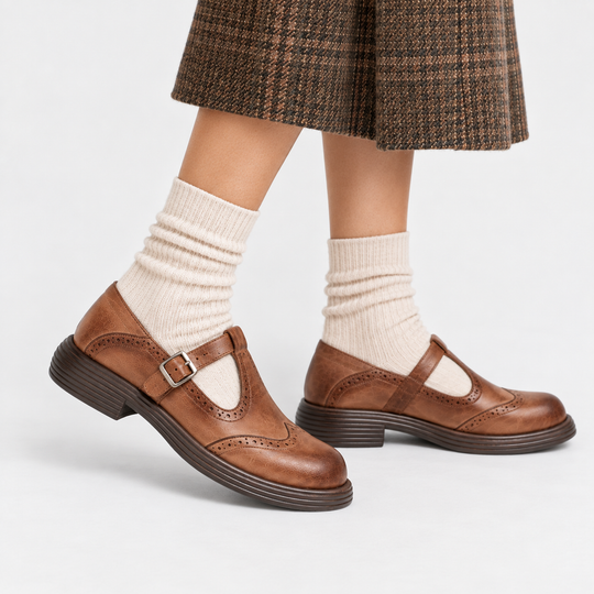 Mary Jane Schuhe Damen Kunstleder Vintage Riemchen