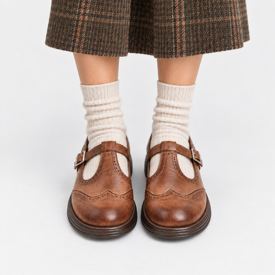 Mary Jane Schuhe Damen Kunstleder Vintage Riemchen
