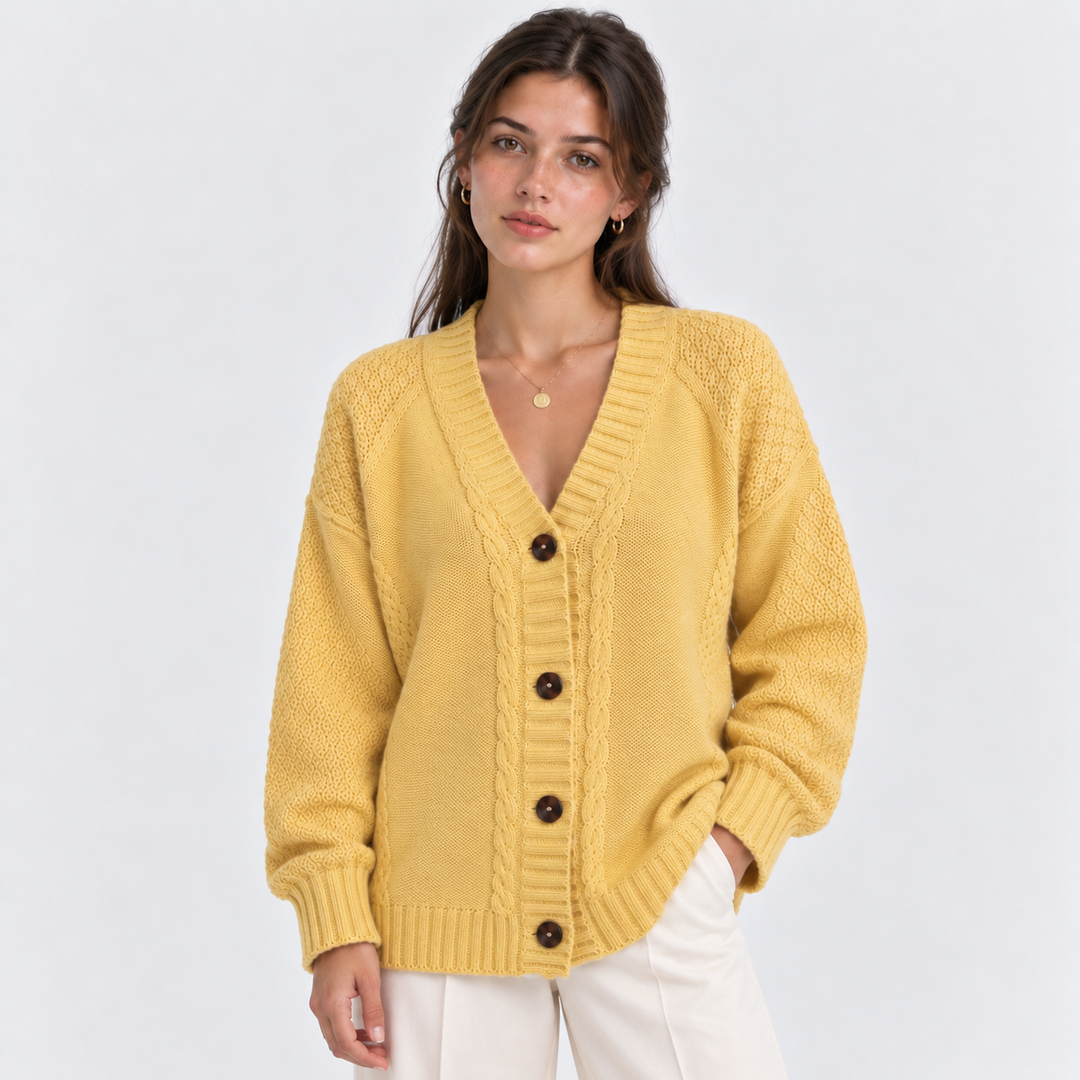 Strickjacke Damen V-Ausschnitt Knopfleiste Cardigan