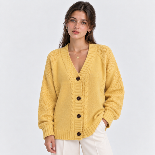 Strickjacke Damen V-Ausschnitt Knopfleiste Cardigan