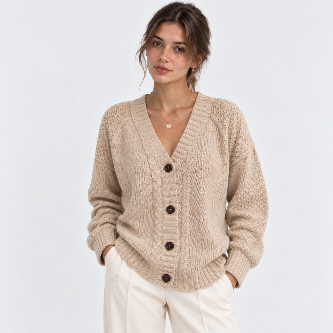 Strickjacke Damen V-Ausschnitt Knopfleiste Cardigan