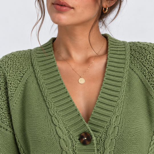Strickjacke Damen V-Ausschnitt Knopfleiste Cardigan