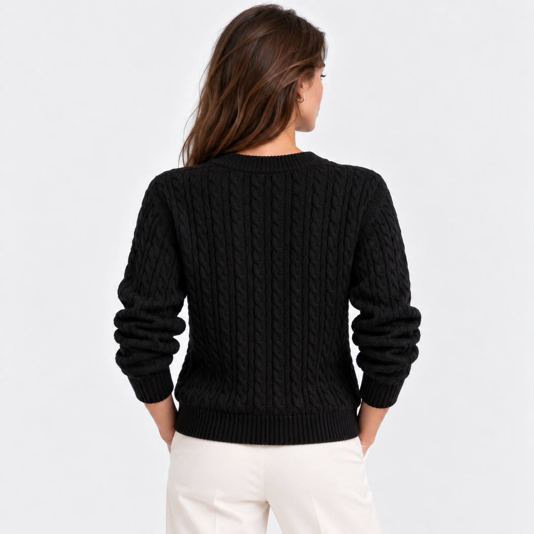 Zopfmuster Pullover Damen Langarm Strick Warm