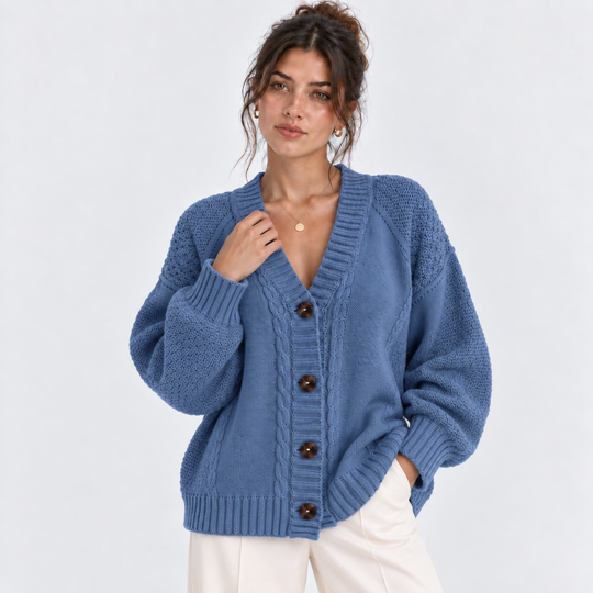 Strickjacke Damen V-Ausschnitt Knopfleiste Cardigan