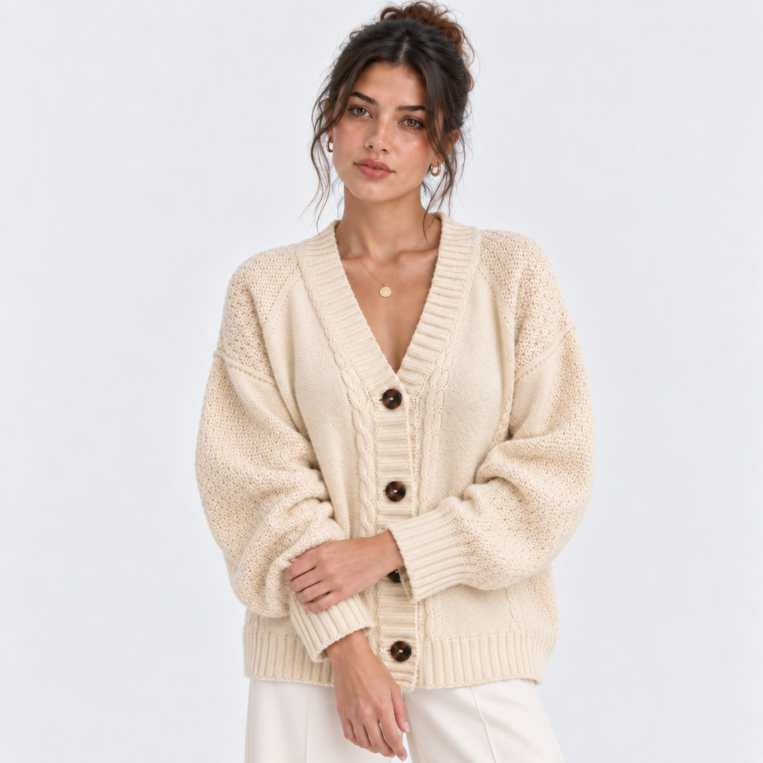 Strickjacke Damen V-Ausschnitt Knopfleiste Cardigan