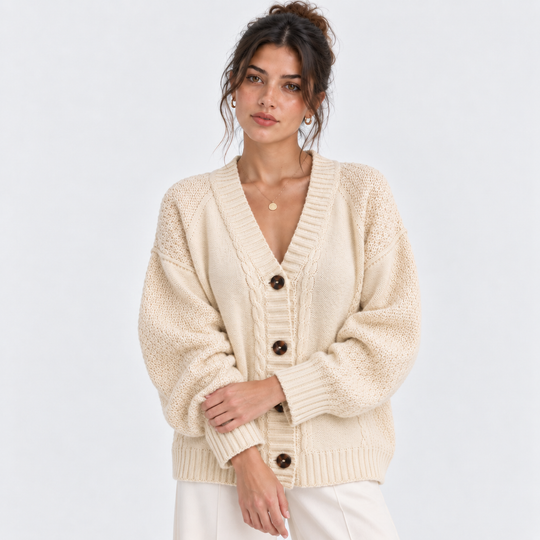 Strickjacke Damen V-Ausschnitt Knopfleiste Cardigan