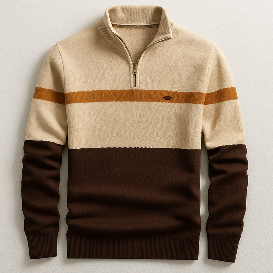 Gestreifter Zip Pullover Herren Strickjacke Cardigan