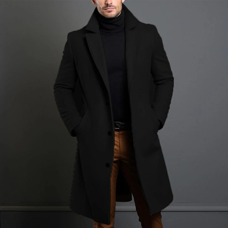 Eleganter Wollmantel Herren Wintermantel Warm Klassisch