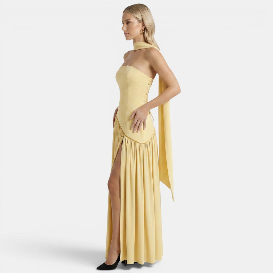 Maxikleid Damen Trägerlos Elegant Fließend Sommer
