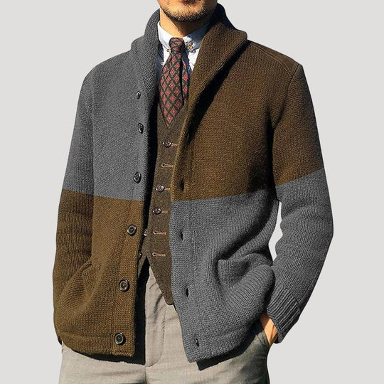 Woll Cardigan Herren Schalkragen Coatigan Strickjacke